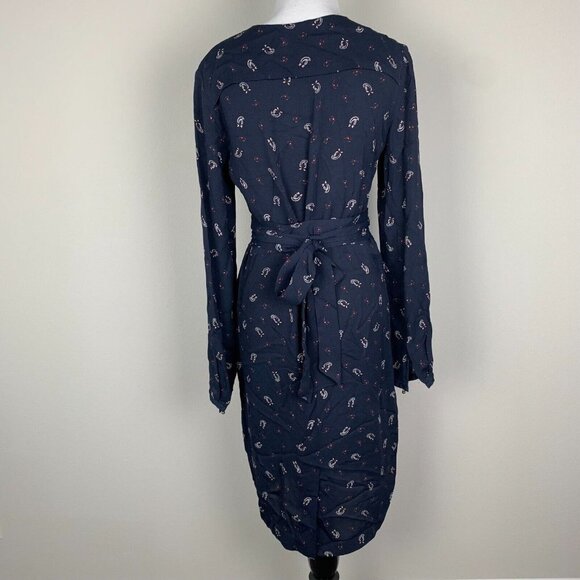 Noa Noa Womens Dress Blue Size 34 Small Long Sleeve Belted Round Neck - Picture 2 of 9